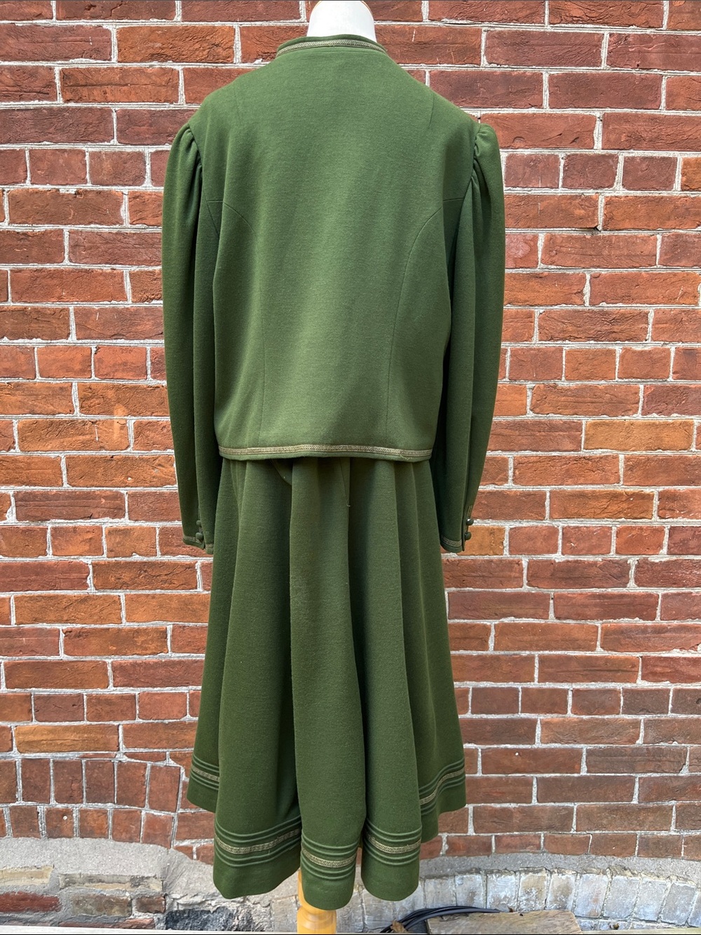 Women's Vintage German Olive Green A-Line Skirt with Matching Jacket - Picture 3 of 8